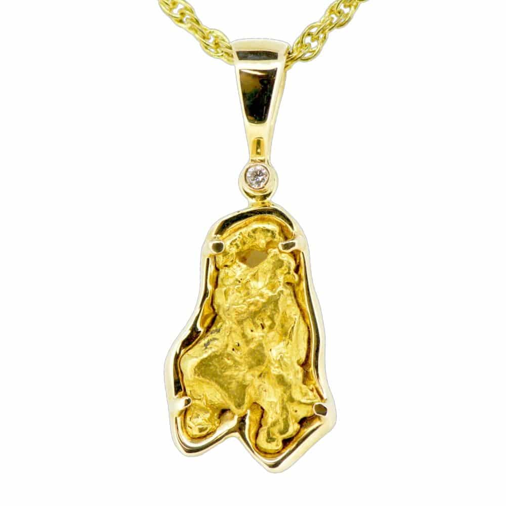 Gold Nugget & Diamond Pendant, Alaska Mint