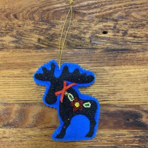 Alaskan Felt and Beaded Moose Christmas Ornament