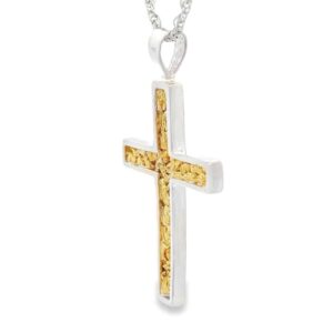 Silver Gold Nugget Cross, Alaska Mint