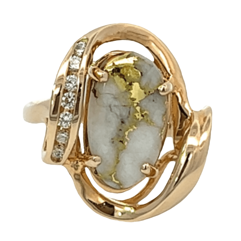 Ladies Gold Quartz & Diamond Ring, Alaska Mint