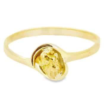 Gold Nugget Solitaire Ring Ladies, Alaska Mint