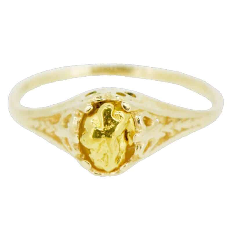 Ladies Gold Nugget Solitaire Ring, Alaska Mint