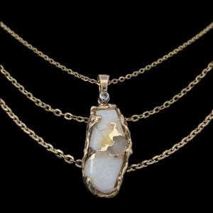 14k Yellow Gold Pendant Chains, Alaska Mint, Gold quartz pendant