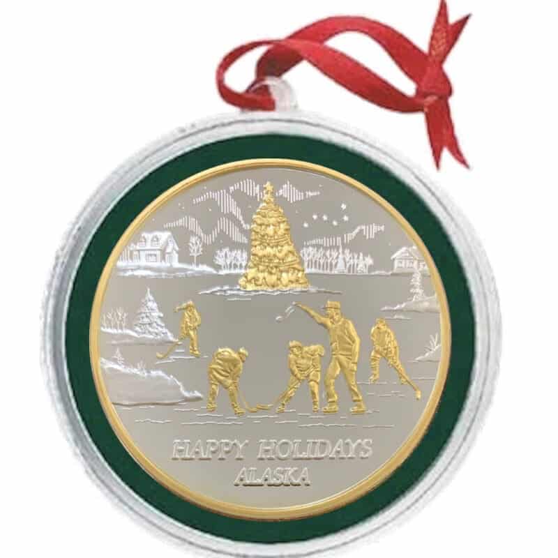 Pond Hockey Christmas Medallion