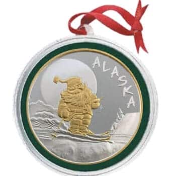 Skiing Santa Christmas Medallion