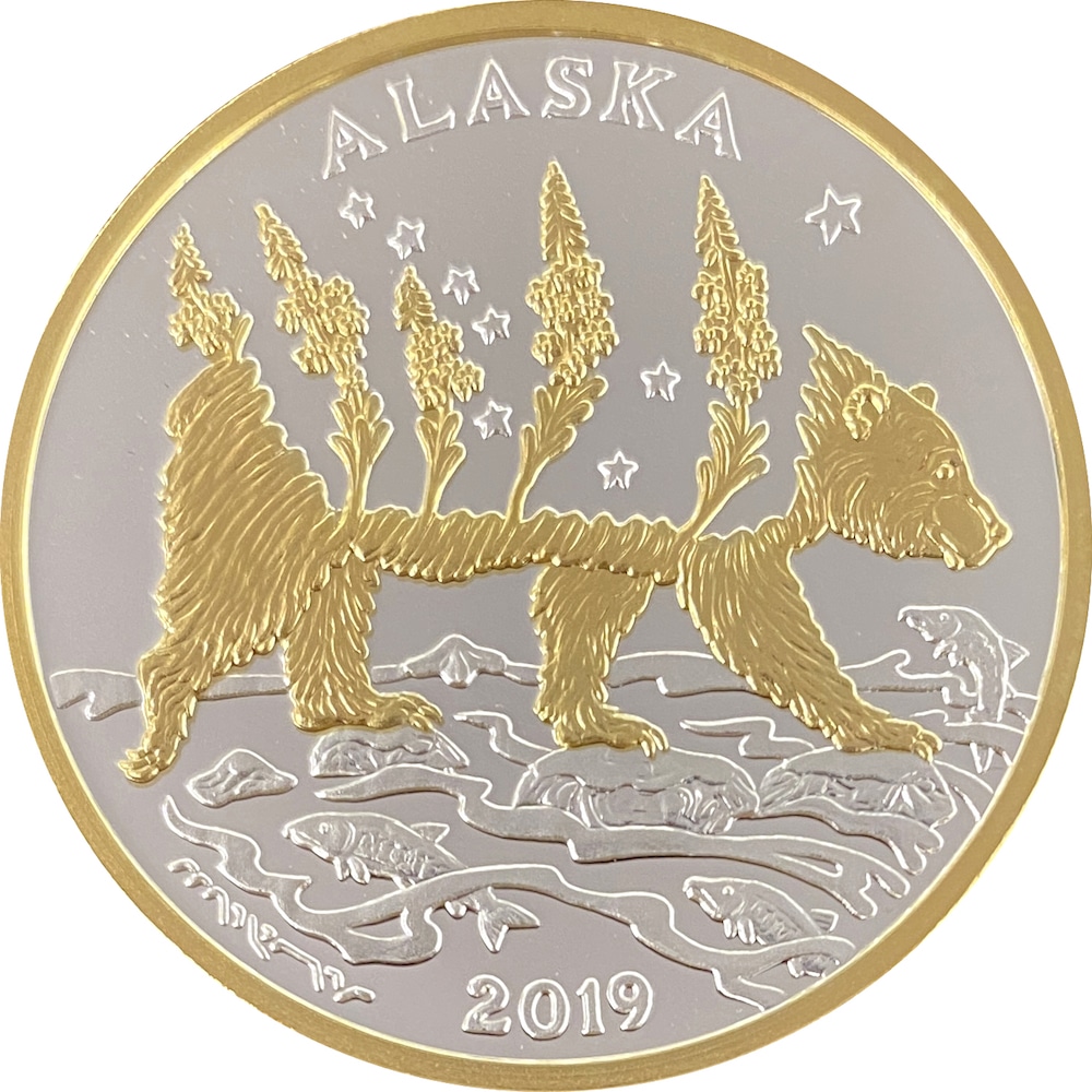 Alaska Mint Fishing Sportsmen 2019 Silver Medallion Proof 1Oz 