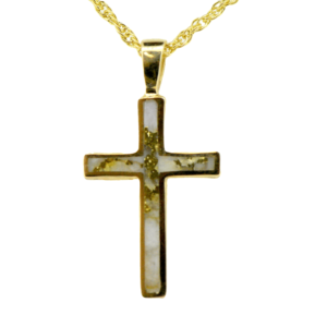 Gold Quartz Cross Pendant