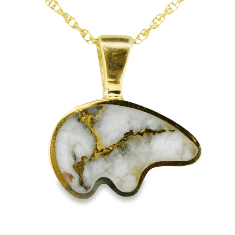 Gold Quartz Bear Pendant, Alaska Mint