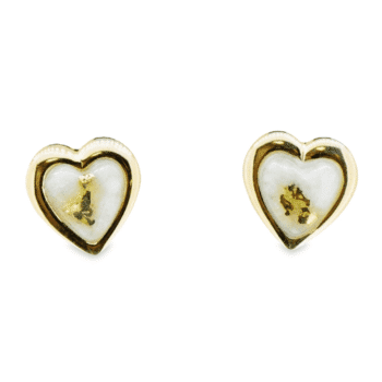 Gold quartz heart earrings, Alaska Mint