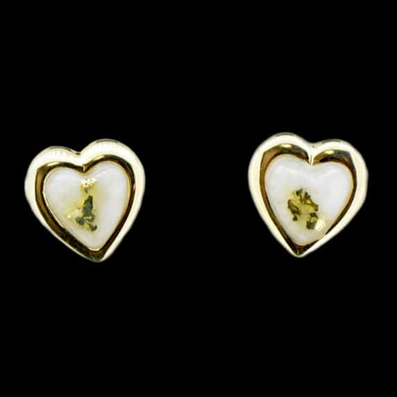 Gold quartz heart earrings