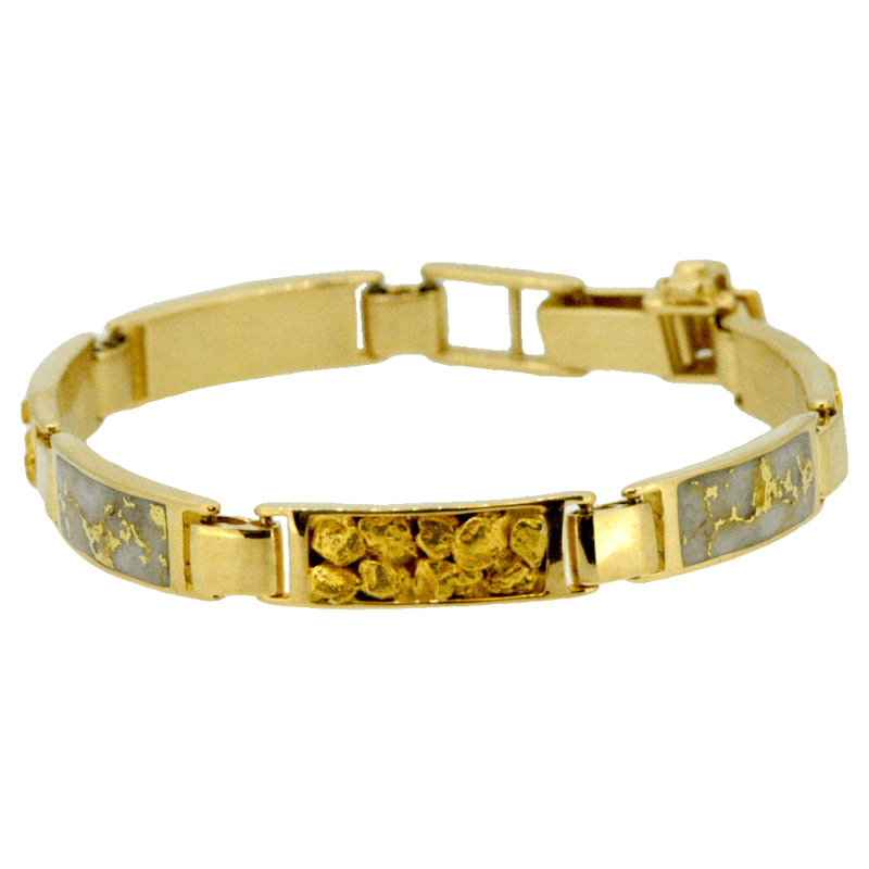 Gold quartz & nugget bracelet
