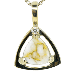 Gold Quartz & Diamond 14k White Gold Pendant