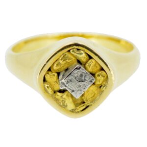 Gold Nugget & Platinum 18k Ring, Alaska Mint