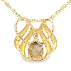 Two Diamond Gold Quartz Pendant, Alaska Mint