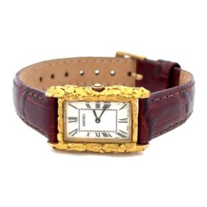 Seiko Alaskan Gold Nugget Watch Face with Leather Band, Alaska Mint