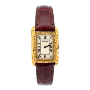Seiko Alaskan Gold Nugget Watch Face with Leather Band, Alaska Mint