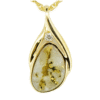 Gold quartz diamond pendant