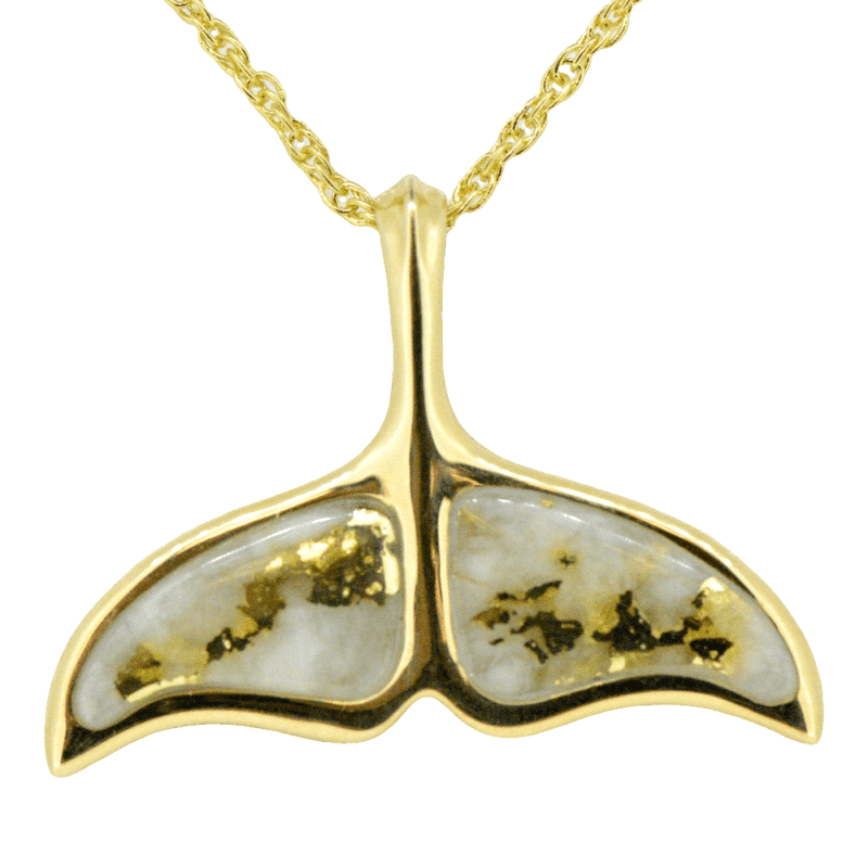 Gold Quartz Whale Tail Pendant
