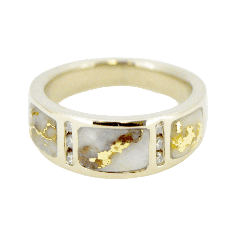Ladies Gold Quartz & Diamond 14k White Gold Ring