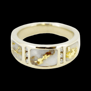 Ladies Gold Quartz & Diamond 14k White Gold Ring