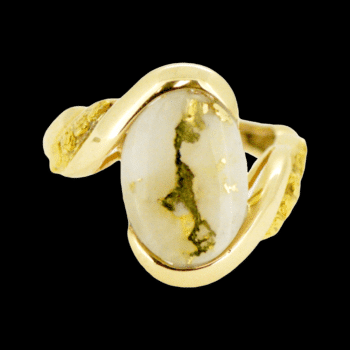 Gold quartz & nugget ring