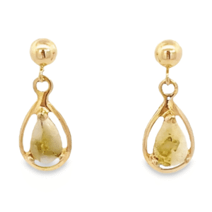 Dangle 14k Gold Quartz Post Earrings, Alaska Mint