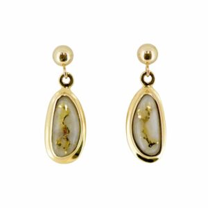 Gold Quartz Post Dangle Earrings