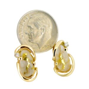 Gold quartz diamond earrings