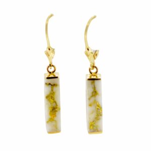 Gold Quartz Bar Leverback Earrings, Alaska Mint