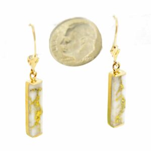 Gold Quartz Bar Leverback Earrings, Alaska Mint