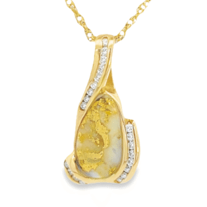 Gold Quartz & Diamond Pendant, Alaska Mint