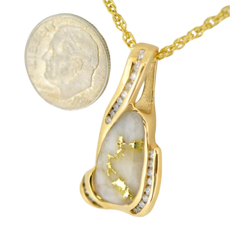 Gold Quartz & Diamond Pendant, Alaska Mint