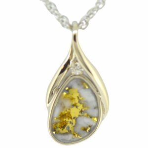 Gold quartz 14k white gold quartz pendant