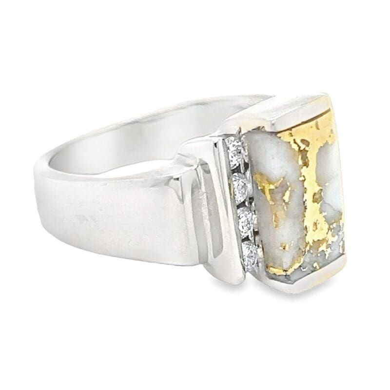 Gold Quartz White Gold Diamond Ring, Alaska Mint