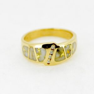 Ladies Gold Quartz & Diamond Ring