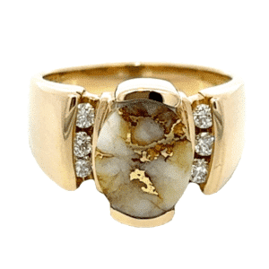 Ladies, Gold quartz, Ring, Alaska Mint, Diamond, RL904D24Q
