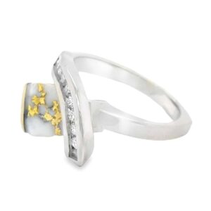 Gold Quartz & Diamond 14k White Gold Ring, Alaska Mint