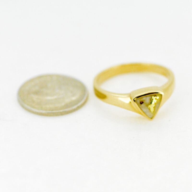 Triangle Shape, Ladies, Gold Quartz, Ring, Alaska Mint
