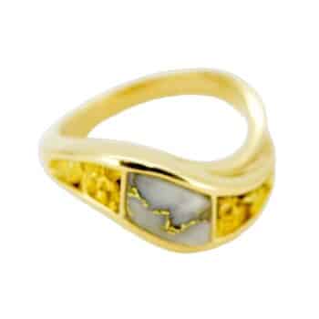 Wave Gold Quartz & Nugget Ring, Alaska Mint
