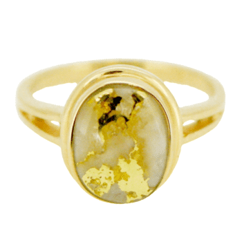 Ladies, Gold Quartz, 12x10 mm, Ring, Alaska Mint