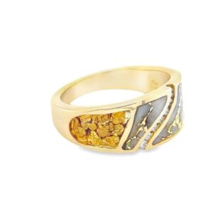 Men's Gold Nugget, Quartz & Diamond Ring, Alaska Mint