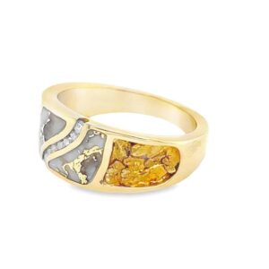 Men's Gold Nugget, Quartz & Diamond Ring, Alaska Mint