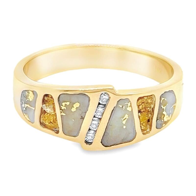 Men’s Gold Nugget, Quartz & Diamond Ring, Alaska Mint