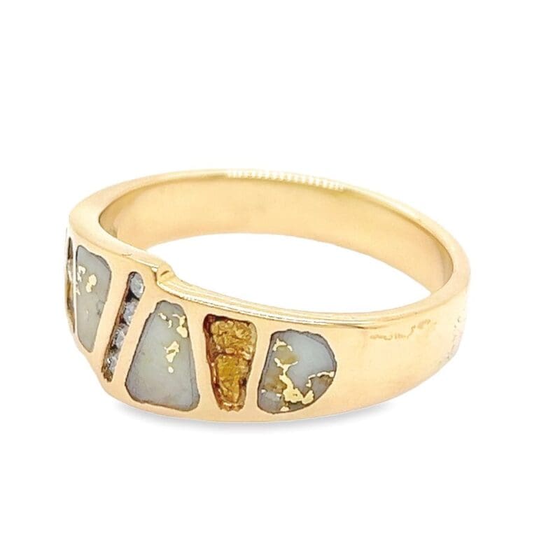 Men’s Gold Nugget, Quartz & Diamond Ring, Alaska Mint