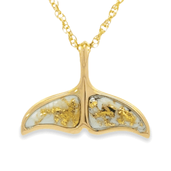 Whale Tail Pendant Gold Quartz, Alaska Mint
