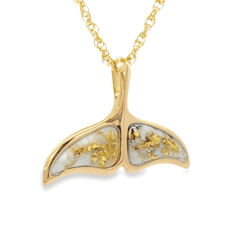 Whale Tail Pendant Gold Quartz, Alaska Mint