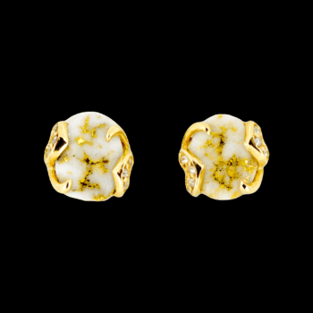 Gold quartz diamond earrings