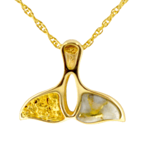 Gold nugget whale tail pendant
