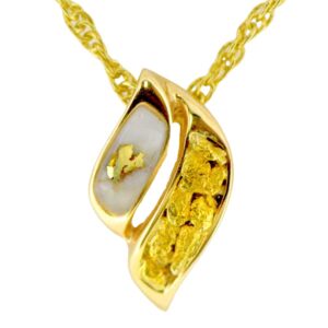 Gold quartz & nugget pendant