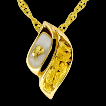 Gold quartz & nugget pendant